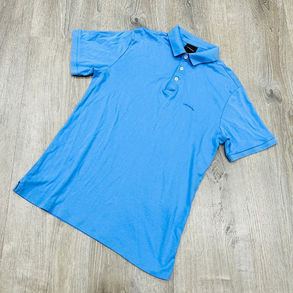 J. Lindbergh Polo Mens Large Blue Short Sleeve Polo Shirt Solid‎ Embroider Logo